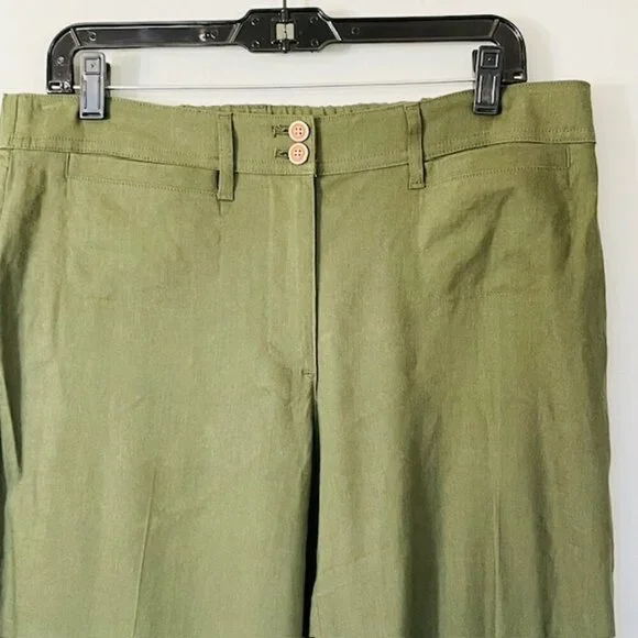 J. Jill Linen-Stretch Wide-Leg Crop in Spanish Moss Size Medium - Picture 4 of 9